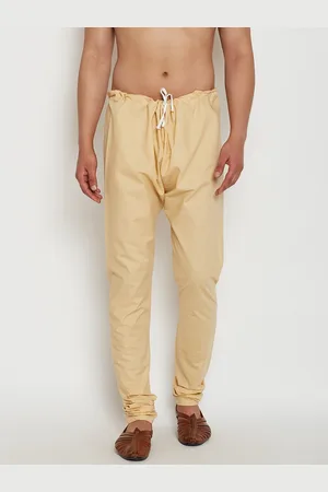 SOJANYA Men Beige Solid Dupion Silk Pyjamas