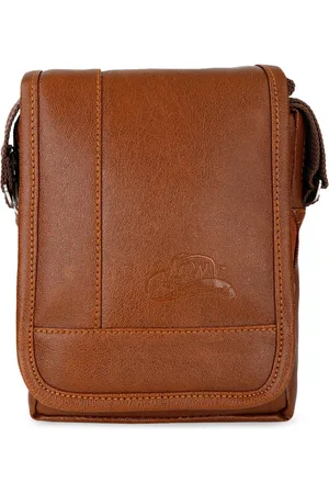 Leather World Unisex Brown Solid Sling Bag