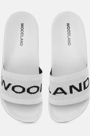 Woodland Men Grey & Black Brand Logo Woven Design Sliders