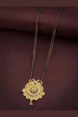 Brandsoon Gold-Plated Black Beaded Mangalsutra