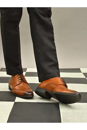 San Frissco Men Tan-Brown Solid Leather Formal Brogues
