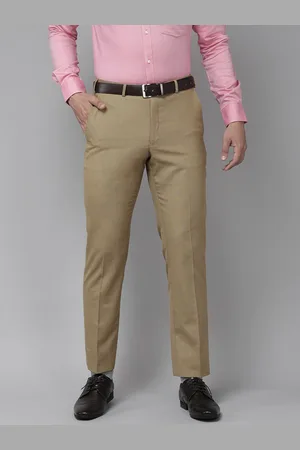 Buy Men Cream Super Slim Fit Solid Flat Front Casual Trousers Online -  810520 | Louis Philippe