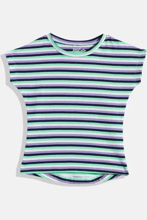 METRO KIDS COMPANY Multicoloured Striped Extended Sleeves Crop Top
