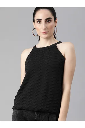 Roadster The Lifestyle Co Black Crochet Regular Top