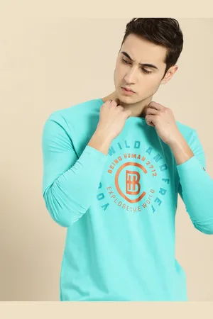 Being Human Men Blue & Orange Printed T-shirt
