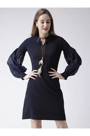 KASSUALLY Women Navy Blue Solid Sheath Dress