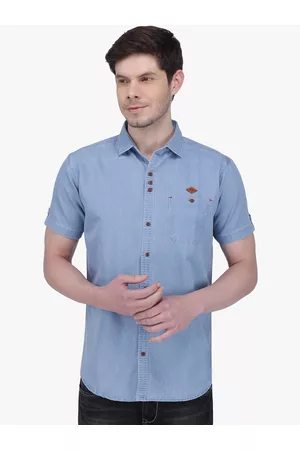 Kuons Avenue Men Blue Smart Slim Fit Opaque Cotton Casual Shirt