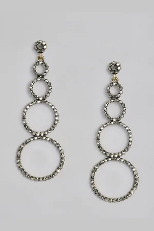 justpeachy Silver-Plated Contemporary Drop Earrings