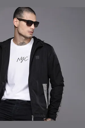 WROGN Men Black Brand Logo Sporty Jacket with Patchwork