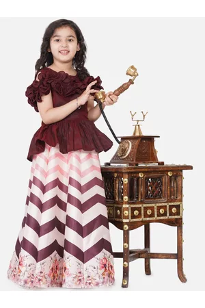Bhama Girls Brown Ready to Wear Lehenga & Choli