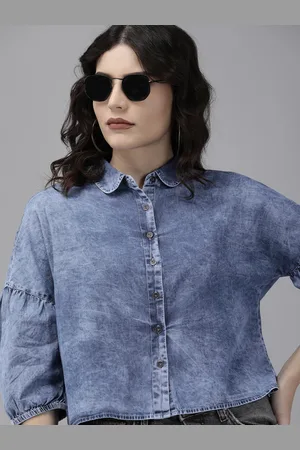 pose india Denim top| Casual Summer Tops for Women| 100% Cotton| Stylish  Silky Denim top| L XL (Large) : Amazon.in: Clothing & Accessories
