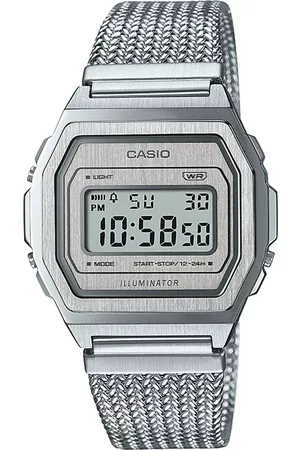 Casio Vintage A1000MA-7DF Silver Digital Dial Silver Stainless Steel Mesh Band D278