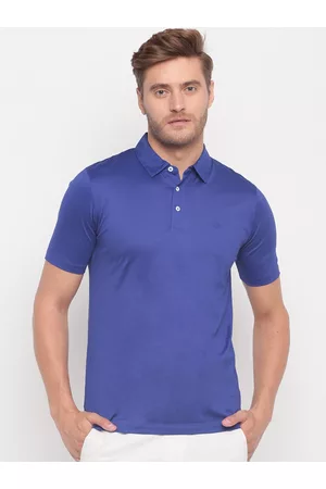 GANT Men Blue Solid Polo Collar T-shirt