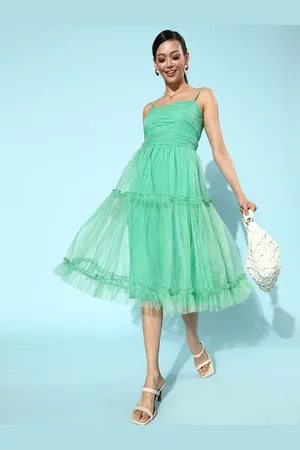 Antheaa Women Gorgeous Sea Green Sleek Dress