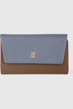 Baggit Women Brown & Blue Solid Synthetic Three Fold Wallet