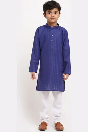 Kraft Boys Navy Blue Regular Pure Cotton Kurta with Pyjamas