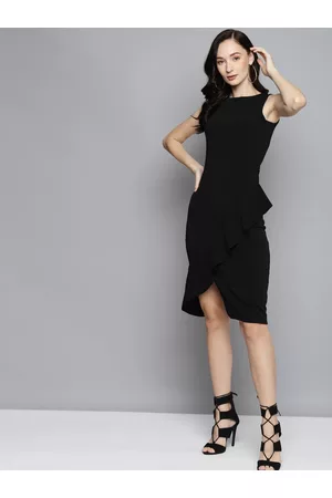Sassafras Black One Side Frill Bodycon Dress