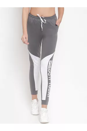 Boston Club Women Grey & White Printed Slim Fit Joggers
