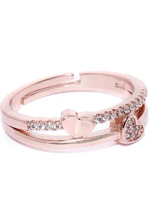 Jewels Galaxy Rose Gold Plated Stone Studded Handcrafted Adjustable Finger Ring