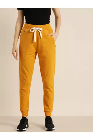 Dillinger Women Mustard Yellow Solid Slim Fit Joggers