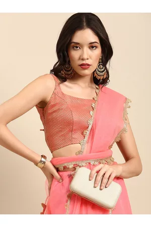 Sangria Women Zari Embroidered Border Saree with Blouse Piece