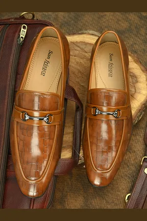 San Frissco Men Brown Faux Leather Buckle Loafers