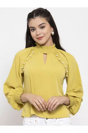 KASSUALLY Women Yellow Solid Shirt Style Top