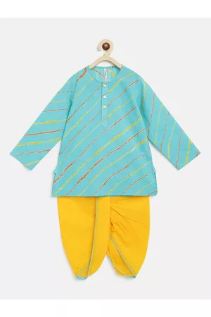 Campana Boys Blue Printed Pure Cotton Kurta with Dhoti Pants