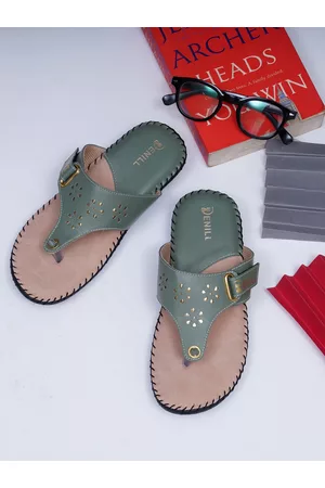 Denill Women Green Extra Soft Open-Toe Flats