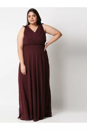20Dresses Plus Size Women Maroon Georgette Maxi Dresses