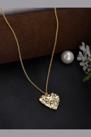 Berserk Gold Plated Textured Heart Necklace