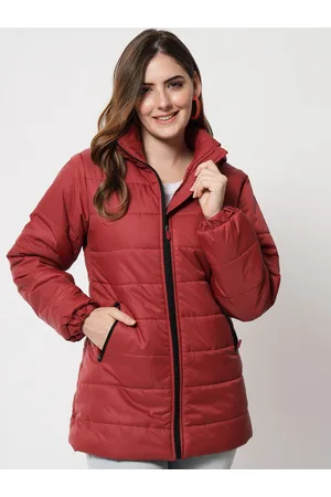 KOTTY Women Maroon Longline Padded Jacket