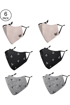 Masq Men Pack of 6 Reusable 3-Ply Adjustable Anti-Pollution Pure Cotton Cloth Masks
