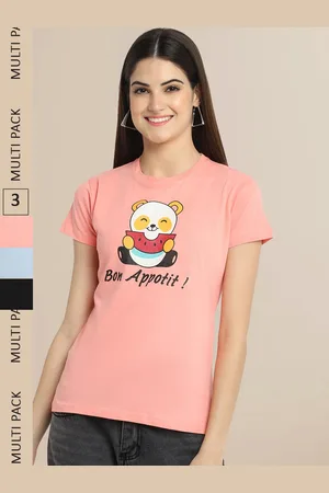 Fabflee Women Pack Of 3 Printed Cotton T-shirt