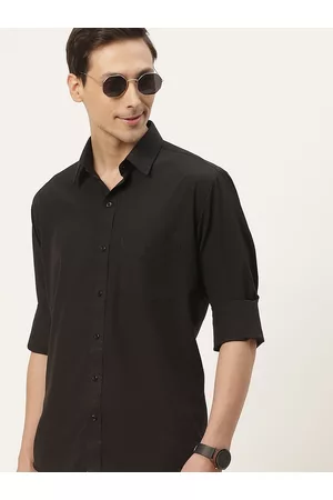 English Navy Men Black Classic Slim Fit Casual Shirt