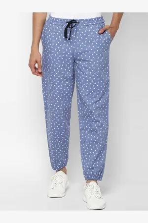 Forever 21 Men Blue & White Printed Pure Cotton Joggers Trousers
