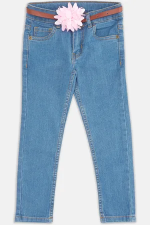 Pantaloons Girls Blue Jeans With Corsage Belt