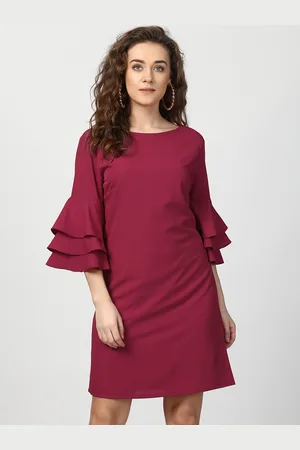 Harpa Women Maroon Solid A-Line Dress