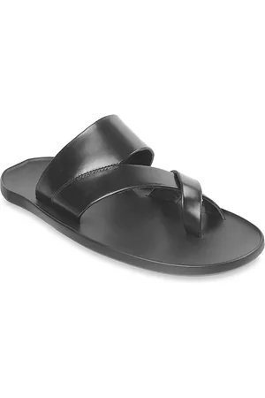 Metro Men Black Leather Comfort Sandals