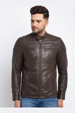 Buy Teakwood Leathers Men Coffee Brown Leather Jacket on Myntra |  PaisaWapas.com