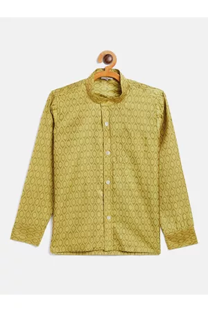 Vastramay Boys Mustard Opaque Printed Casual Shirt