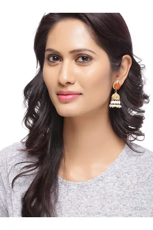 Silvermerc Designs 22-Karat Gold-Plated & Orange Sterling Silver Dome Shaped Jhumkas