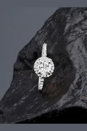 Ami Silver-Plated White CZ-Studded Adjustable Finger Ring