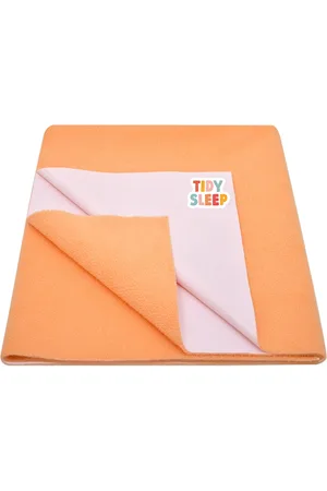 TIDY SLEEP Kids Peach-Coloured Solid Water-Proof Mattress Protector