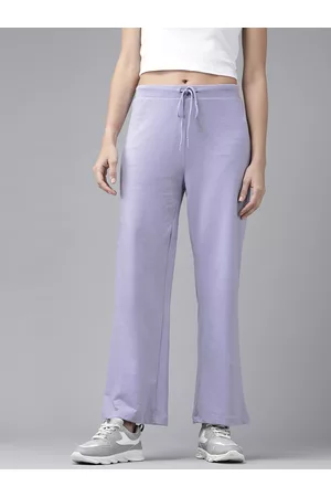 Roadster Women Lavender Solid Wide Leg Fit Track Pants