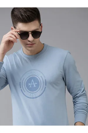 Arrow Men Blue Printed Regular Fit Sweatshirt