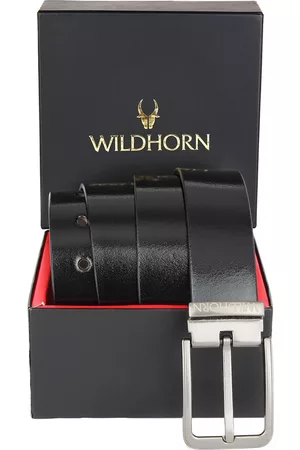WildHorn Men Black Leather Formal Belt