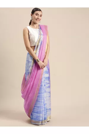 Jaipur Pink & Blue Tie and Dye Art Silk Bandhani Saree