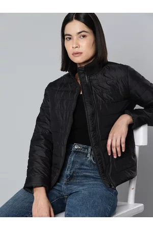 Ether Women Black Solid Padded Jacket