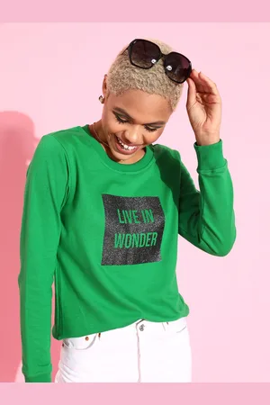 DressBerry Women Gorgeous Green Typography Sweatshirt